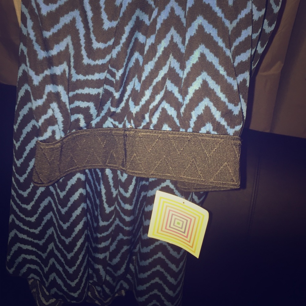 Lularoe NWT Lucy Skirt Black and Blue Chevron