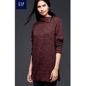 NWT Gap burgangy snap turtle neck sweater
