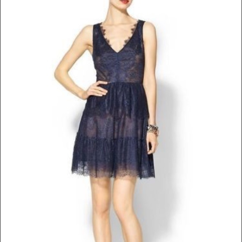 BGBG Lace Overlay Black and Nude Dress Small