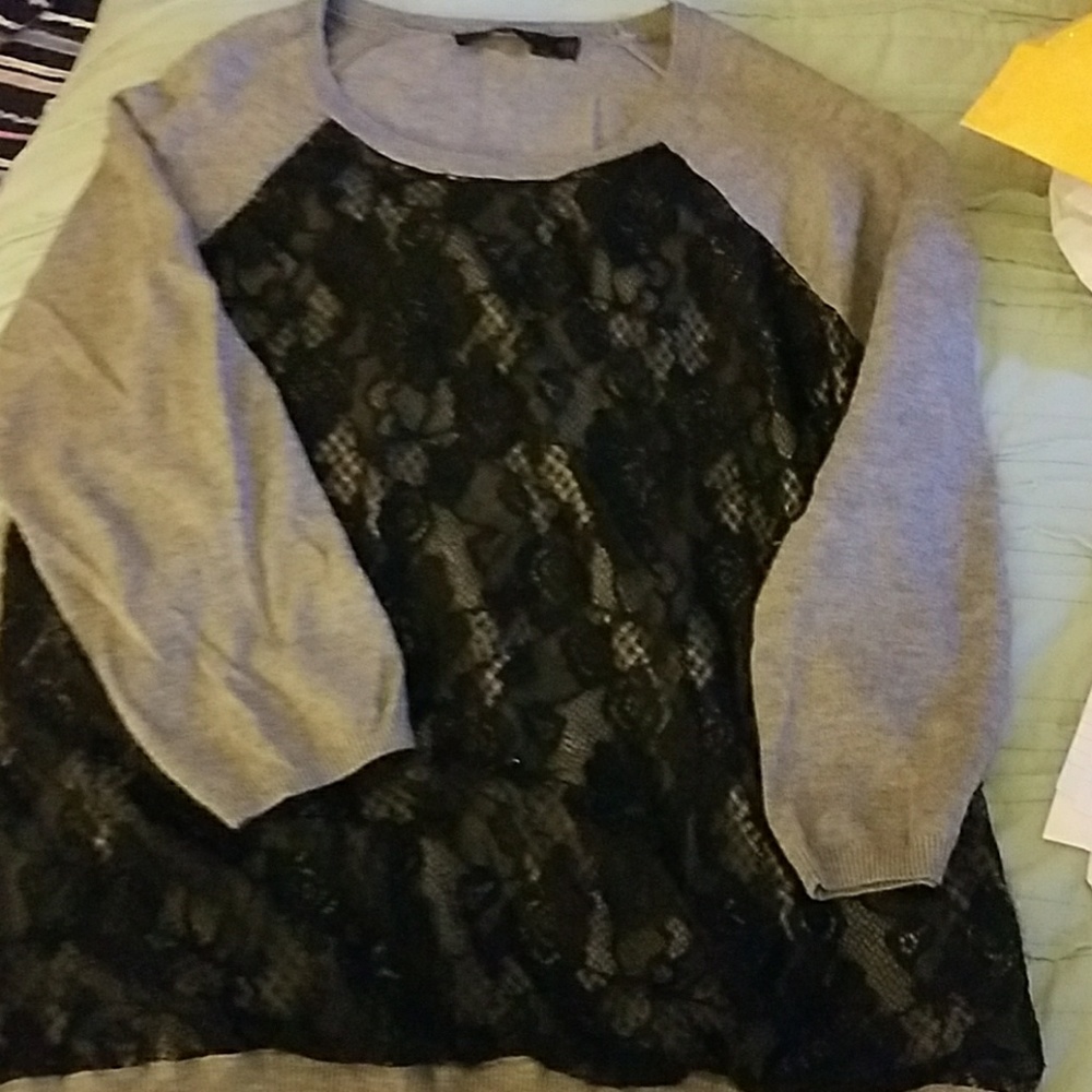 The Limited lace black and Grey sweater Small