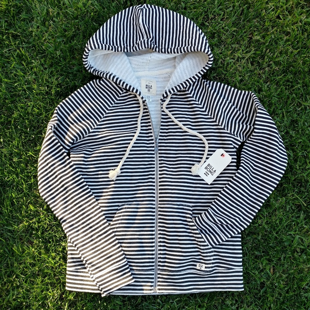 NWT Billabong striped zipper hoodie size small
