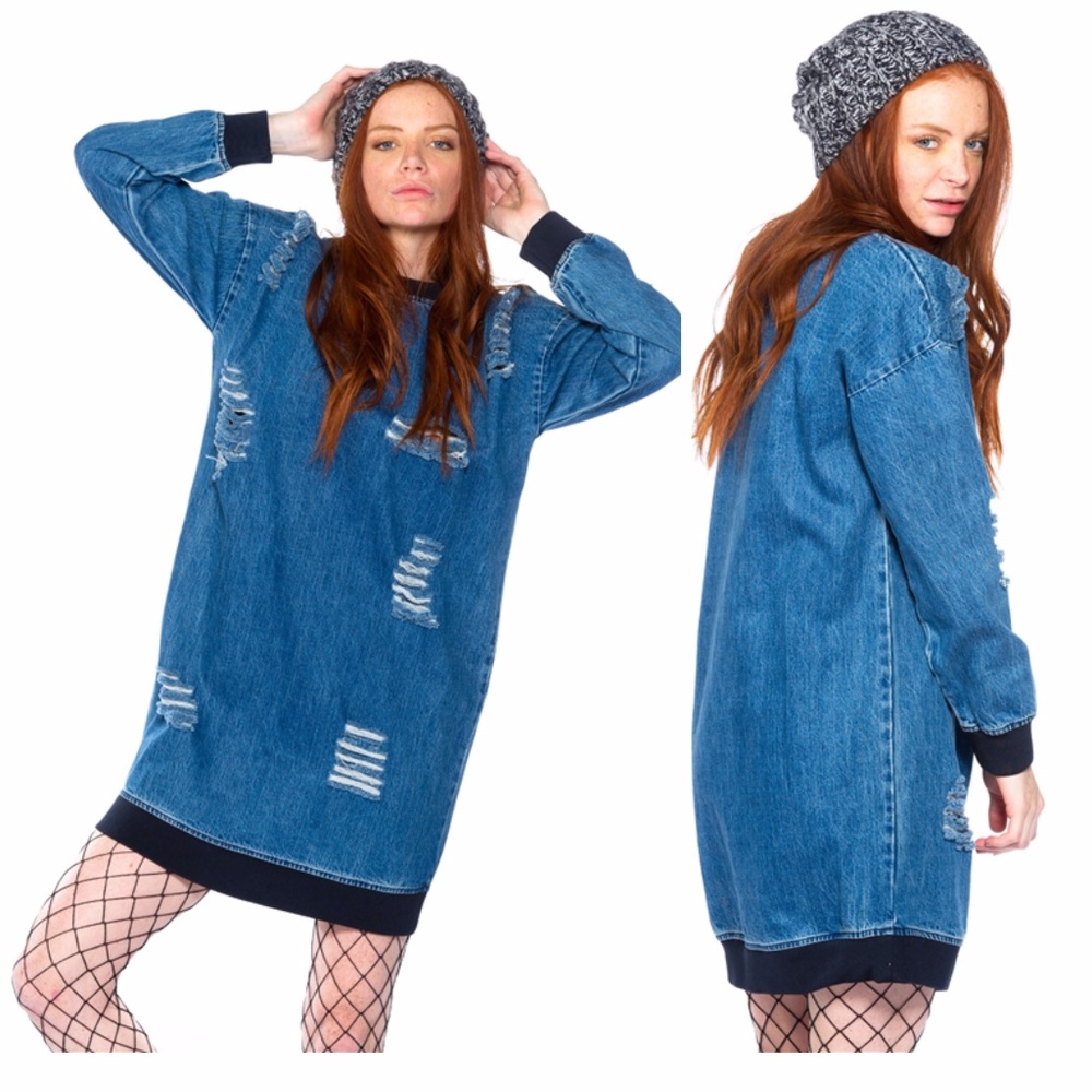 Final Price! Long Sleeve Denim Tunic Dress