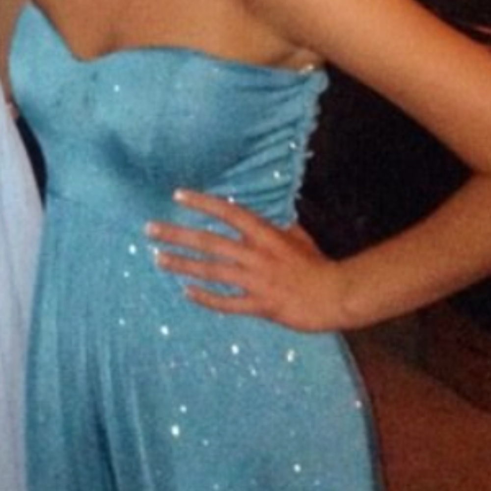 Floor Length Blue Glitter Dress