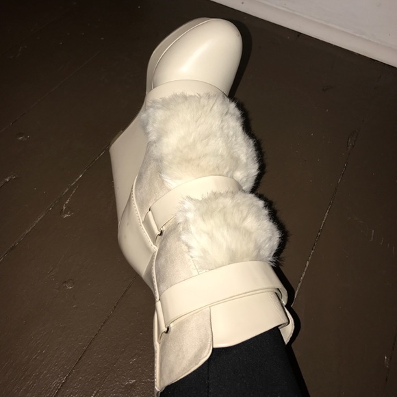 cream fur boots