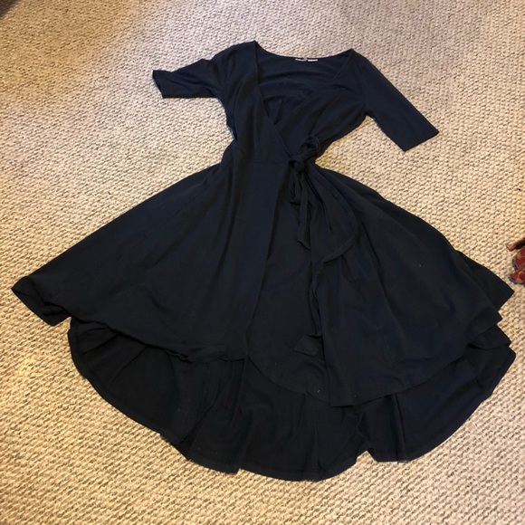 eshakti Dresses & Skirts - Eshakti Navy Blue High Low Wrap Dress size Medium