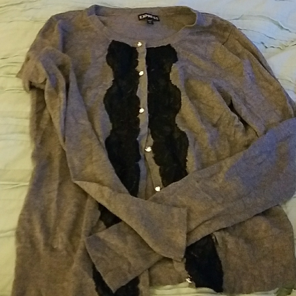 Express black and Grey lace Small sweater