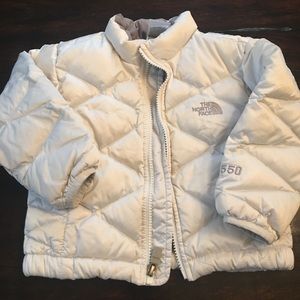 The North Face white puffer jacket