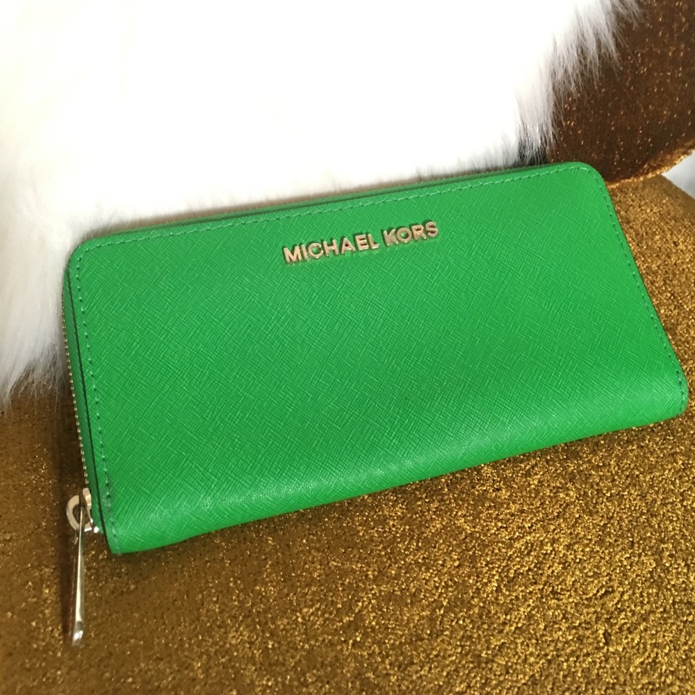 Michael Kors Leather Wallet Emerald Green