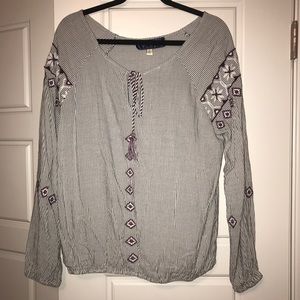 Embroidered Long Sleeve Blouse