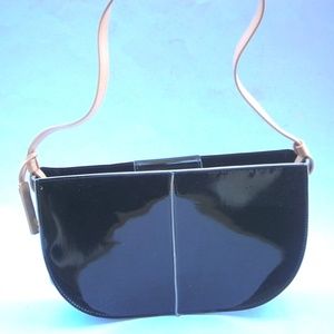 Guess Black Patent Hand Bag Thin Shoulder Strap