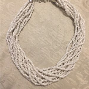 White glass statement necklace