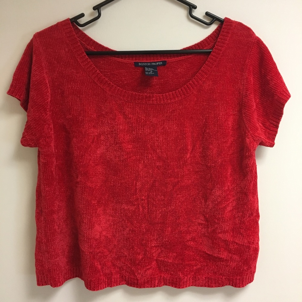 Boston Proper Red Crop Sweater