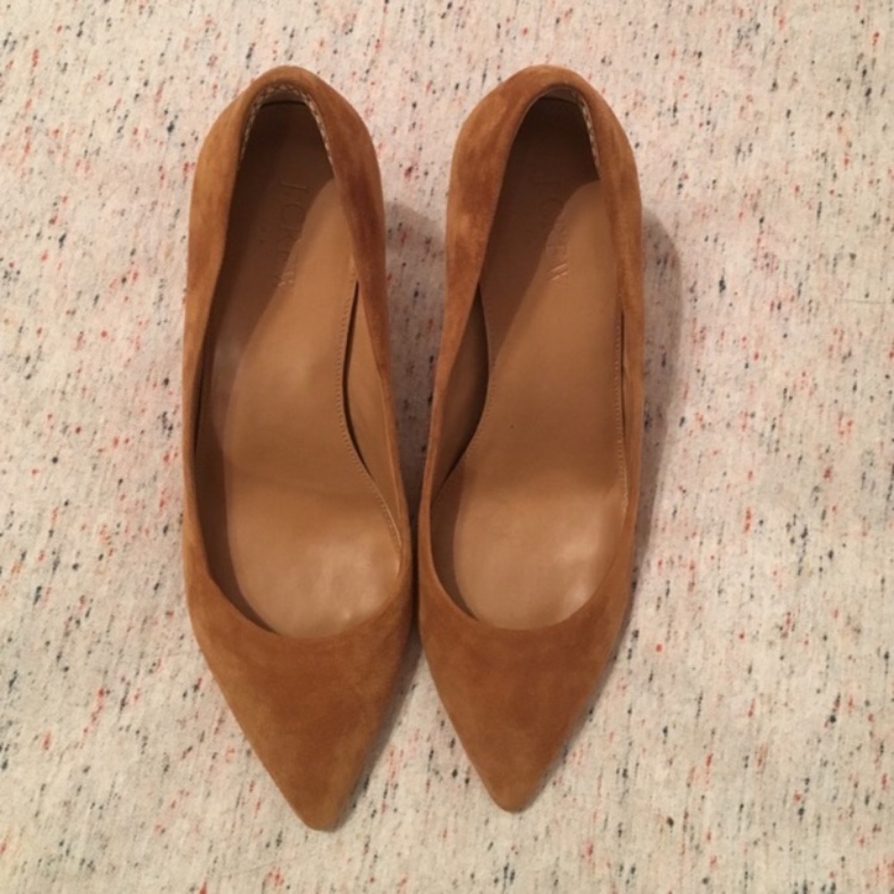 J Crew Everly Suede Heels in Burnt Sienna