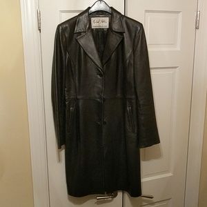 Micheal Hoban Black Leather Trench Coat