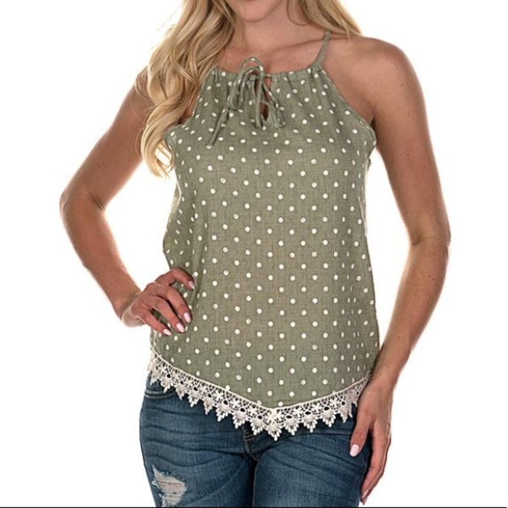 Green with Envy Polka Dot Top