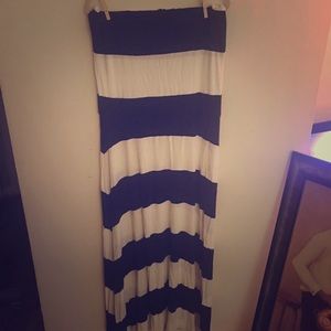 GAP Tube Maxi Dress, Blue and White Stripes, XXL