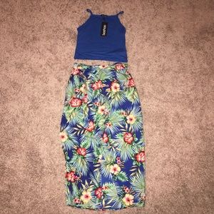 Tropical Top & Skirt Set