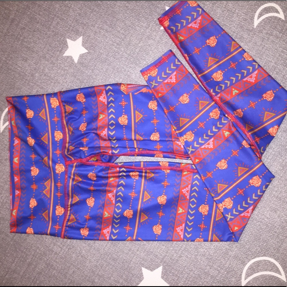 Teeki electric yoga pants blue roses xs