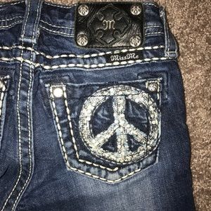 Girls Peace Sign Miss Me Jeans