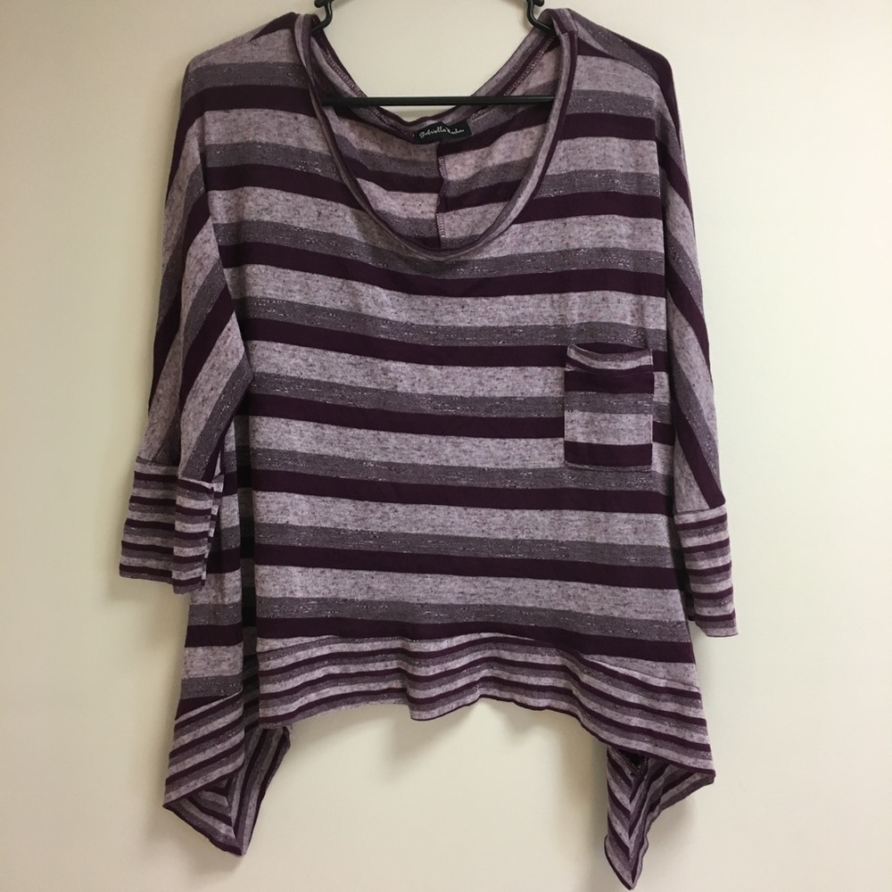 Purple Striped Dolman Top