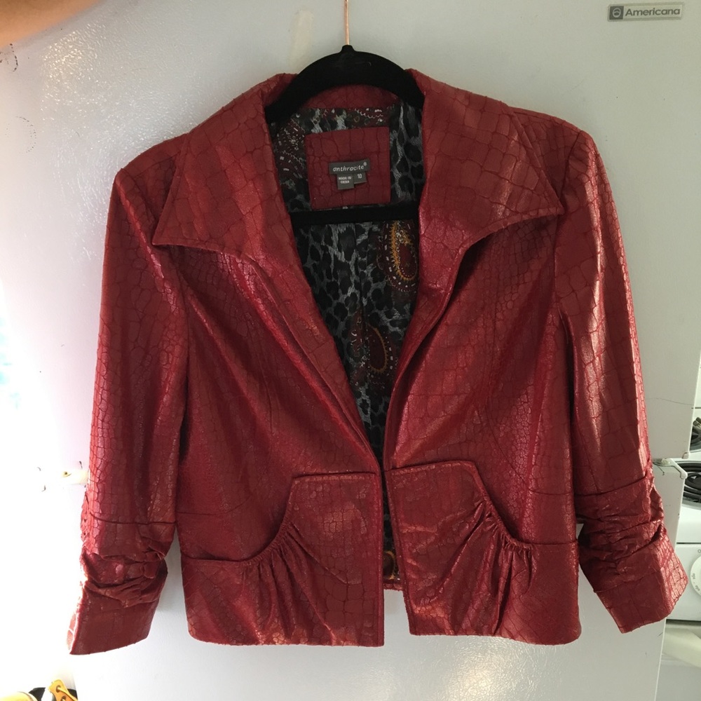Red cropped jacket