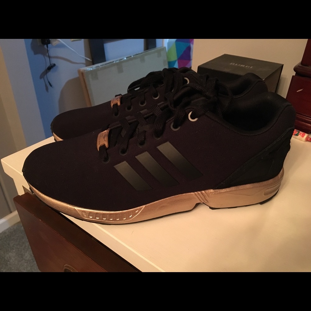 Rose Gold and Black ZX Flux size 9