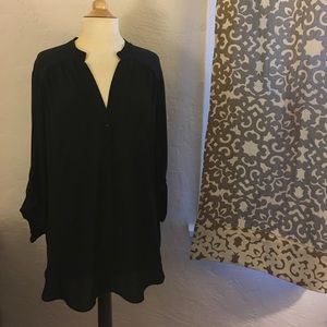 Pleione Split Neck Roll Sleeve Tunic