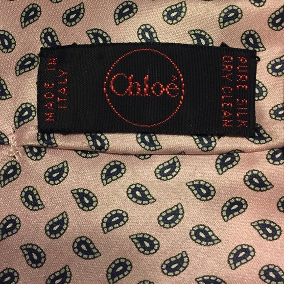 Chloé Pink Necktie with Blue Paisley Pattern - Picture 2 of 2