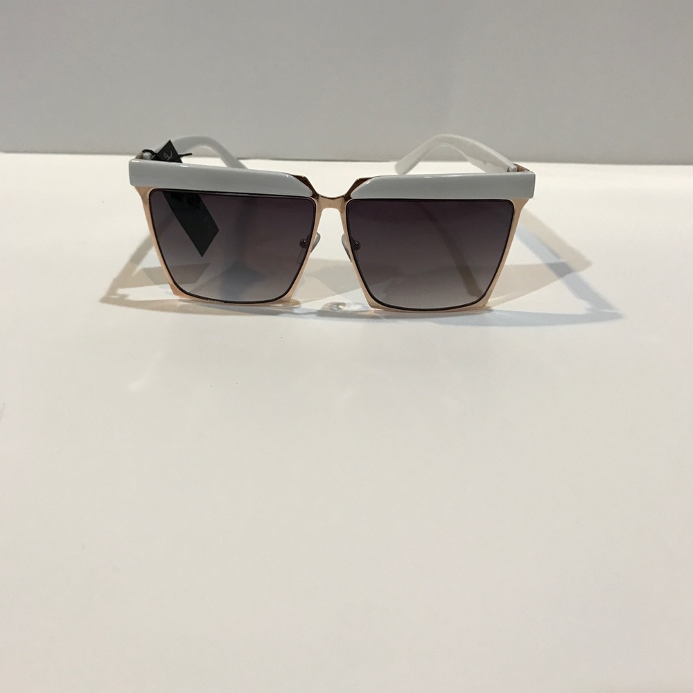 Square frame white trim sunglasses