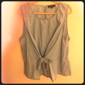 Eloquii Chambray Tie Front Peplum Top. Size 22.