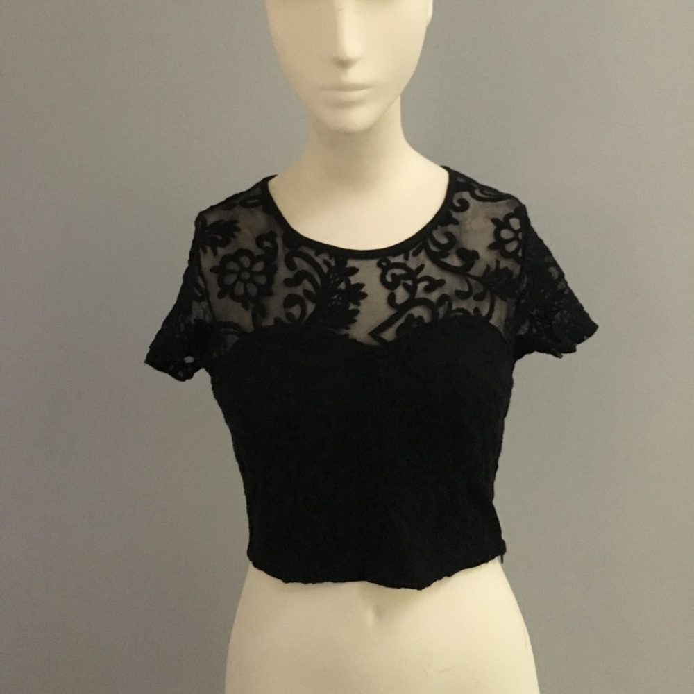 Black Lace Crop Top