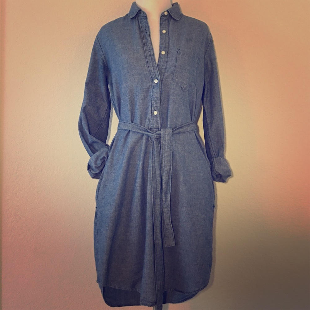 Gap Belted Chambray Shirtdress