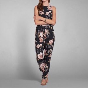 A&F black floral jumpsuit