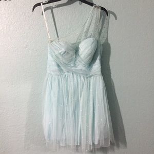 Light Blue One-Shoulder Sparkle Dress