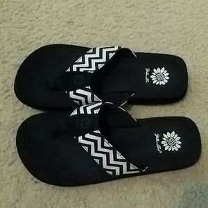 Yellow box flip flops!
