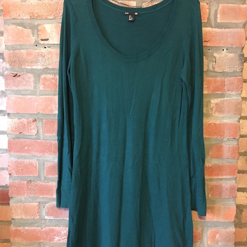 green H&M sweater dress