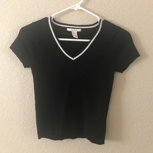 F21 Black Crop Top Sweatshirt