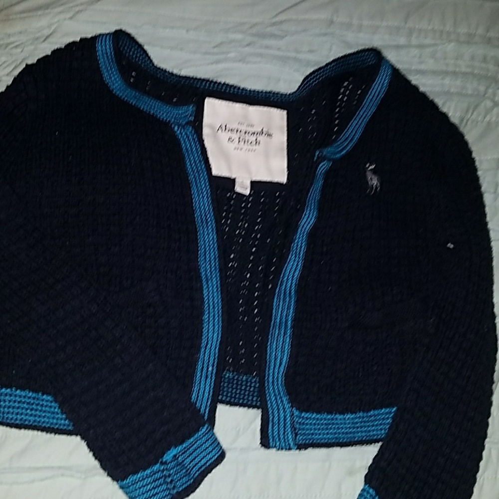 Abercrombie crop knit blue teal small cardigan