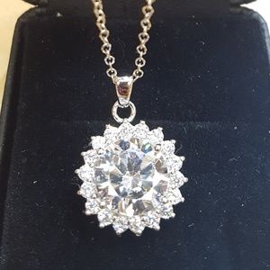 Diamond pendant with gold chain