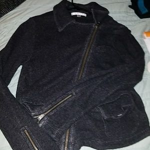 Cabi black zip up collared sweater Small