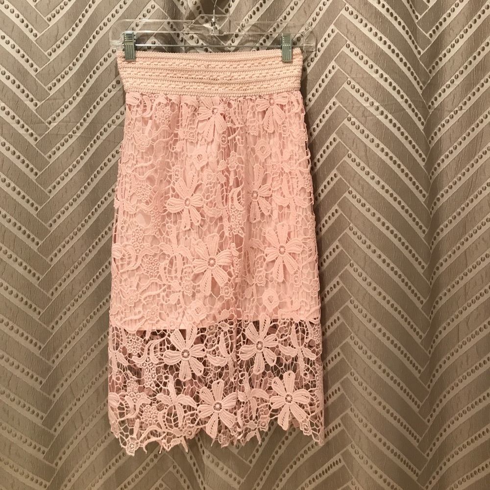 Pink lace skirt