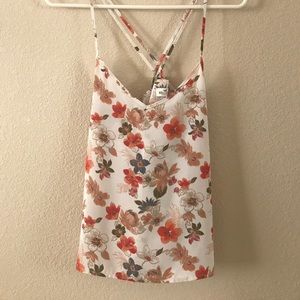 Hollister White Floral Tank Top