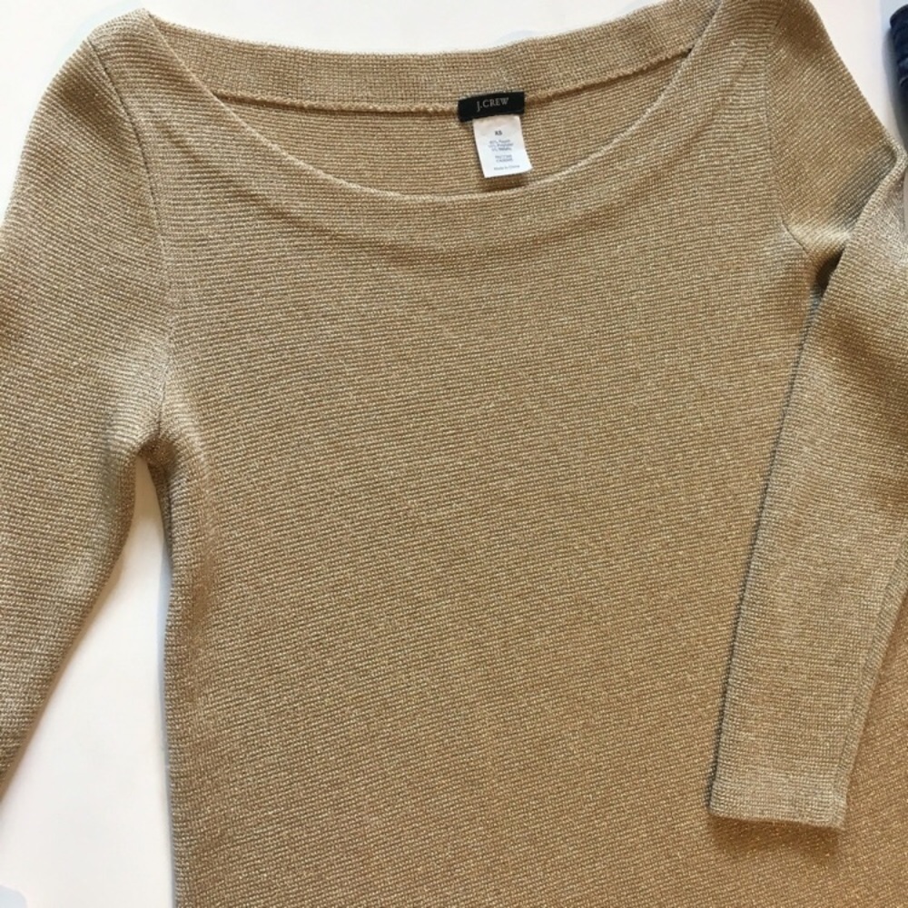 J. Crew gold shimmer boatneck sweater - Picture 3 of 3