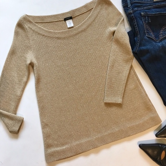 J. Crew Sweaters - J. Crew gold shimmer boatneck sweater