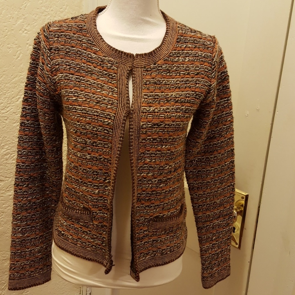 Wool blend woven sweater Br/Orange color