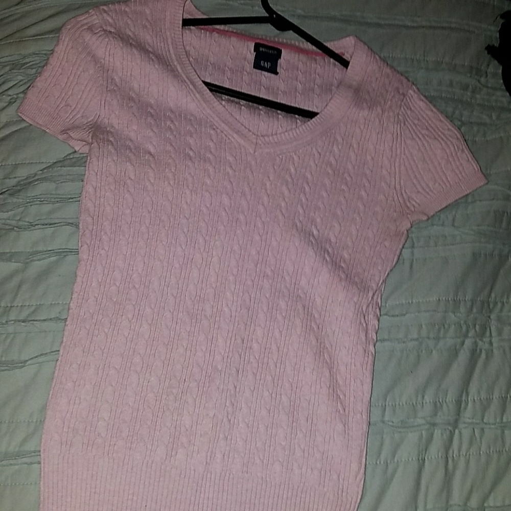 Gap jersey knitted pink textured v neck small top