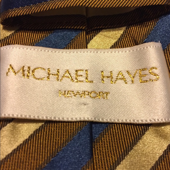🔥MICHAEL HAYES🔥MENS BLUE AND GOLD NECKTIE - Picture 3 of 3