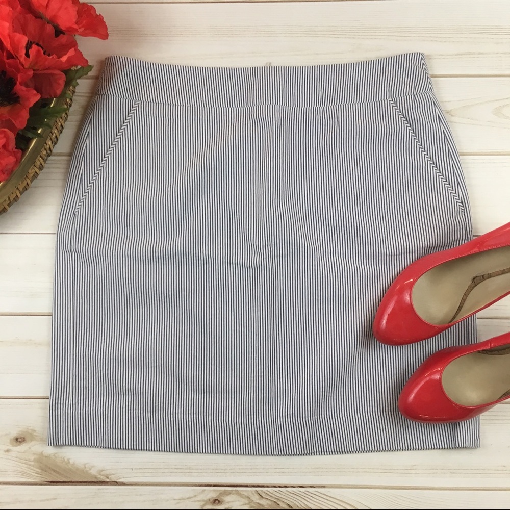 Willi Smith Blue Pinstripe Pencil Skirt w/ Pockets