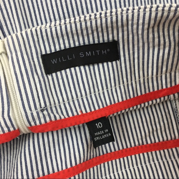 Willi Smith Blue Pinstripe Pencil Skirt w/ Pockets - Picture 4 of 7