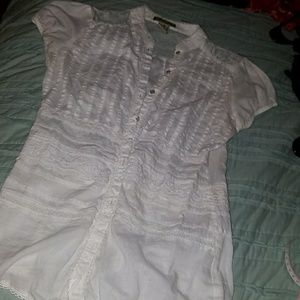 White lace cap sleeved ruffled American Rag small